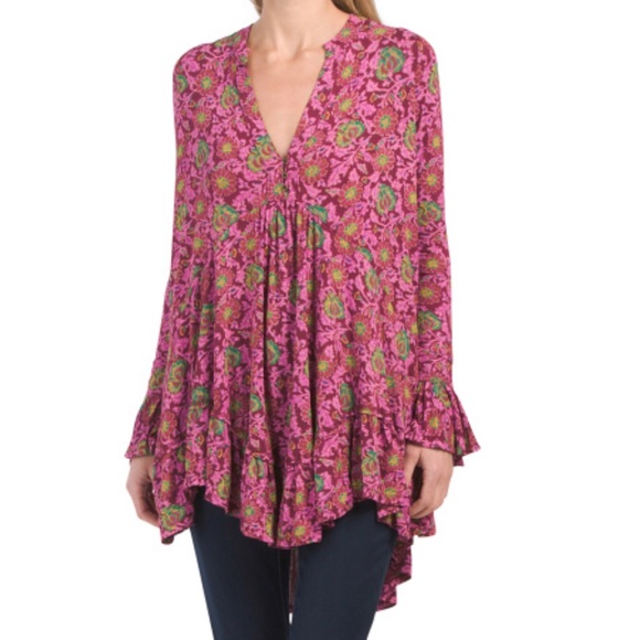 free people Olivia Printed Tunic eggplant combo - Picture 2 of 3